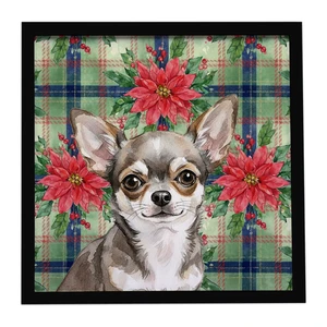 Chihuahua Christmas PoinsettIas Framed Metal Print Bathroom, Kitchen, Office, Home Decor Wall Art Ready to Hang, Square, 8X8 Chihuahua Christmas PoinsettIas Framed Metal Print Bathroom, Kitchen, Office, Home Decor Wall Art Ready to Hang, Square, 8X8