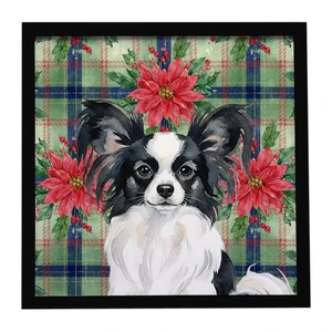 Black and White Papillon Christmas PoinsettIas Framed Metal Print Bathroom, Kitchen, Office, Home Decor Wall Art Ready to Hang, Square, 8X8 Black and White Papillon Christmas PoinsettIas Framed Metal Print Bathroom, Kitchen, Office, Home Decor Wall Art Ready to Hang, Square, 8X8