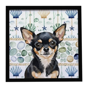 Black and Tan Chihuahua Coastal Sea Glass Framed Metal Print Bathroom, Kitchen, Office, Home Decor Wall Art Ready to Hang, Square, 8X8 Black and Tan Chihuahua Coastal Sea Glass Framed Metal Print Bathroom, Kitchen, Office, Home Decor Wall Art Ready to Hang, Square, 8X8