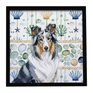 Blue Merle Collie Coastal Sea Glass Framed Metal Print Bathroom, Kitchen, Office, Home Decor Wall Art Ready to Hang, Square, 8X8 Blue Merle Collie Coastal Sea Glass Framed Metal Print Bathroom, Kitchen, Office, Home Decor Wall Art Ready to Hang, Square, 8X8