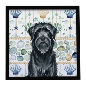 Black Briard Coastal Sea Glass Framed Metal Print Bathroom, Kitchen, Office, Home Decor Wall Art Ready to Hang, Square, 8X8 Black Briard Coastal Sea Glass Framed Metal Print Bathroom, Kitchen, Office, Home Decor Wall Art Ready to Hang, Square, 8X8