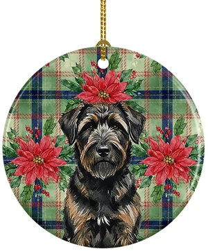 Brindle Bouvier des Flandres Christmas PoinsettIas Ceramic Ornament Christmas Tree Hanging Decorations for Home Christmas Holiday, Party, Gift, 3 in, Multicolor Brindle Bouvier des Flandres Christmas PoinsettIas Ceramic Ornament Christmas Tree Hanging Decorations for Home Christmas Holiday, Party, Gift, 3 in, Multicolor