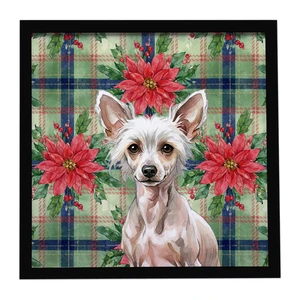 Hairless Chinese Crested Christmas PoinsettIas Framed Metal Print Bathroom, Kitchen, Office, Home Decor Wall Art Ready to Hang, Square, 8X8 Hairless Chinese Crested Christmas PoinsettIas Framed Metal Print Bathroom, Kitchen, Office, Home Decor Wall Art Ready to Hang, Square, 8X8