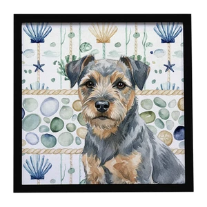 Blue and Tan Border Terrier Coastal Sea Glass Framed Metal Print Bathroom, Kitchen, Office, Home Decor Wall Art Ready to Hang, Square, 8X8 Blue and Tan Border Terrier Coastal Sea Glass Framed Metal Print Bathroom, Kitchen, Office, Home Decor Wall Art Ready to Hang, Square, 8X8