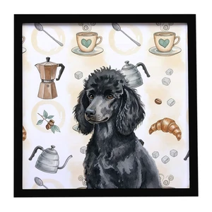 Standard Black Poodle Coffee Bar Framed Metal Print Bathroom, Kitchen, Office, Home Decor Wall Art Ready to Hang, Square, 8X8 Standard Black Poodle Coffee Bar Framed Metal Print Bathroom, Kitchen, Office, Home Decor Wall Art Ready to Hang, Square, 8X8