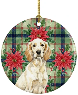 Lemon Belton English Setter Christmas PoinsettIas Ceramic Ornament Christmas Tree Hanging Decorations for Home Christmas Holiday, Party, Gift, 3 in, Multicolor Lemon Belton English Setter Christmas PoinsettIas Ceramic Ornament Christmas Tree Hanging Decorations for Home Christmas Holiday, Party, Gift, 3 in, Multicolor