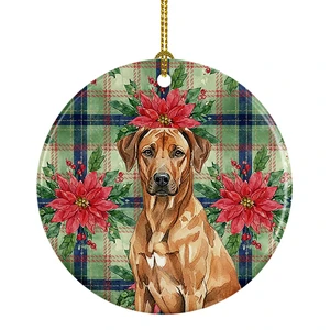 Rhodesian Ridgeback Christmas PoinsettIas Ceramic Ornament Christmas Tree Hanging Decorations for Home Christmas Holiday, Party, Gift, 3 in, Multicolor Rhodesian Ridgeback Christmas PoinsettIas Ceramic Ornament Christmas Tree Hanging Decorations for Home Christmas Holiday, Party, Gift, 3 in, Multicolor