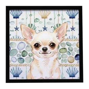 Cream Chihuahua Coastal Sea Glass Framed Metal Print Bathroom, Kitchen, Office, Home Decor Wall Art Ready to Hang, Square, 8X8 Cream Chihuahua Coastal Sea Glass Framed Metal Print Bathroom, Kitchen, Office, Home Decor Wall Art Ready to Hang, Square, 8X8