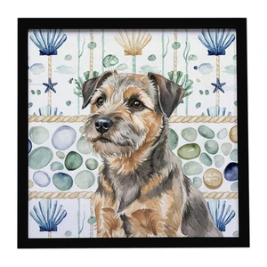 Grizzle and Tan Border Terrier Coastal Sea Glass Framed Metal Print Bathroom, Kitchen, Office, Home Decor Wall Art Ready to Hang, Square, 8X8 Grizzle and Tan Border Terrier Coastal Sea Glass Framed Metal Print Bathroom, Kitchen, Office, Home Decor Wall Art Ready to Hang, Square, 8X8