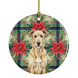 Wheaten Irish Wolfhound Christmas PoinsettIas Ceramic Ornament Christmas Tree Hanging Decorations for Home Christmas Holiday, Party, Gift, 3 in, Multicolor Wheaten Irish Wolfhound Christmas PoinsettIas Ceramic Ornament Christmas Tree Hanging Decorations for Home Christmas Holiday, Party, Gift, 3 in, Multicolor