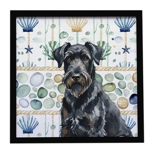 Black Russian Terrier Coastal Sea Glass Framed Metal Print Bathroom, Kitchen, Office, Home Decor Wall Art Ready to Hang, Square, 8X8 Black Russian Terrier Coastal Sea Glass Framed Metal Print Bathroom, Kitchen, Office, Home Decor Wall Art Ready to Hang, Square, 8X8