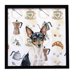 Toy Fox Terrier Coffee Bar Framed Metal Print Bathroom, Kitchen, Office, Home Decor Wall Art Ready to Hang, Square, 8X8 Toy Fox Terrier Coffee Bar Framed Metal Print Bathroom, Kitchen, Office, Home Decor Wall Art Ready to Hang, Square, 8X8