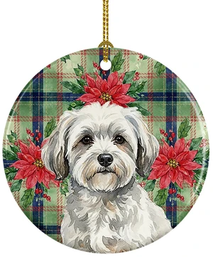 White with Gray Coton de Tulear Christmas PoinsettIas Ceramic Ornament Christmas Tree Hanging Decorations for Home Christmas Holiday, Party, Gift, 3 in, Multicolor White with Gray Coton de Tulear Christmas PoinsettIas Ceramic Ornament Christmas Tree Hanging Decorations for Home Christmas Holiday, Party, Gift, 3 in, Multicolor