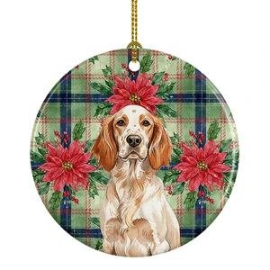 Orange Belton English Setter Christmas PoinsettIas Ceramic Ornament Christmas Tree Hanging Decorations for Home Christmas Holiday, Party, Gift, 3 in, Multicolor Orange Belton English Setter Christmas PoinsettIas Ceramic Ornament Christmas Tree Hanging Decorations for Home Christmas Holiday, Party, Gift, 3 in, Multicolor