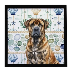 Brindle Boerboel Coastal Sea Glass Framed Metal Print Bathroom, Kitchen, Office, Home Decor Wall Art Ready to Hang, Square, 8X8 Brindle Boerboel Coastal Sea Glass Framed Metal Print Bathroom, Kitchen, Office, Home Decor Wall Art Ready to Hang, Square, 8X8