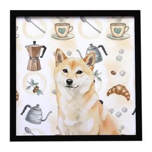 Cream Shiba Inu Coffee Bar Framed Metal Print Bathroom, Kitchen, Office, Home Decor Wall Art Ready to Hang, Square, 8X8 Cream Shiba Inu Coffee Bar Framed Metal Print Bathroom, Kitchen, Office, Home Decor Wall Art Ready to Hang, Square, 8X8