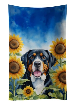 Greater Swiss Mountain Dog in Sunflowers Kitchen Towel Dish Cloths Guest Hand Towel Decorative Bathroom Towel for Face,Tea, Dishcloth, Kitchen and Bath Greater Swiss Mountain Dog in Sunflowers Kitchen Towel Dish Cloths Guest Hand Towel Decorative Bathroom Towel for Face,Tea, Dishcloth, Kitchen and Bath