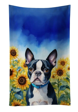 Boston Terrier in Sunflowers Kitchen Towel Dish Cloths Guest Hand Towel Decorative Bathroom Towel for Face,Tea, Dishcloth, Kitchen and Bath Boston Terrier in Sunflowers Kitchen Towel Dish Cloths Guest Hand Towel Decorative Bathroom Towel for Face,Tea, Dishcloth, Kitchen and Bath