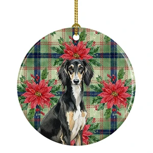 Black and Tan Saluki Christmas PoinsettIas Ceramic Ornament Christmas Tree Hanging Decorations for Home Christmas Holiday, Party, Gift, 3 in, Multicolor Black and Tan Saluki Christmas PoinsettIas Ceramic Ornament Christmas Tree Hanging Decorations for Home Christmas Holiday, Party, Gift, 3 in, Multicolor