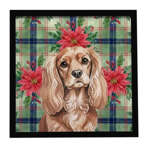 Ruby Cavalier Spaniel Christmas PoinsettIas Framed Metal Print Bathroom, Kitchen, Office, Home Decor Wall Art Ready to Hang, Square, 8X8 Ruby Cavalier Spaniel Christmas PoinsettIas Framed Metal Print Bathroom, Kitchen, Office, Home Decor Wall Art Ready to Hang, Square, 8X8