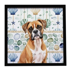 Boxer Coastal Sea Glass Framed Metal Print Bathroom, Kitchen, Office, Home Decor Wall Art Ready to Hang, Square, 8X8 Boxer Coastal Sea Glass Framed Metal Print Bathroom, Kitchen, Office, Home Decor Wall Art Ready to Hang, Square, 8X8