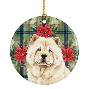 Cream Chow Chow Christmas PoinsettIas Ceramic Ornament Christmas Tree Hanging Decorations for Home Christmas Holiday, Party, Gift, 3 in, Multicolor Cream Chow Chow Christmas PoinsettIas Ceramic Ornament Christmas Tree Hanging Decorations for Home Christmas Holiday, Party, Gift, 3 in, Multicolor