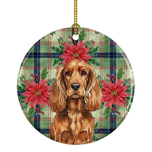 Red English Cocker Spaniel Christmas PoinsettIas Ceramic Ornament Christmas Tree Hanging Decorations for Home Christmas Holiday, Party, Gift, 3 in, Multicolor Red English Cocker Spaniel Christmas PoinsettIas Ceramic Ornament Christmas Tree Hanging Decorations for Home Christmas Holiday, Party, Gift, 3 in, Multicolor