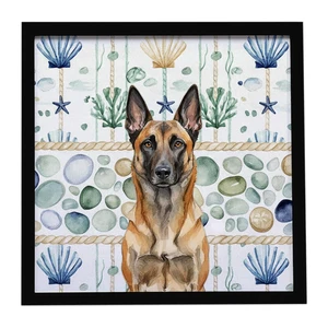 Belgian Malinois Coastal Sea Glass Framed Metal Print Bathroom, Kitchen, Office, Home Decor Wall Art Ready to Hang, Square, 8X8 Belgian Malinois Coastal Sea Glass Framed Metal Print Bathroom, Kitchen, Office, Home Decor Wall Art Ready to Hang, Square, 8X8