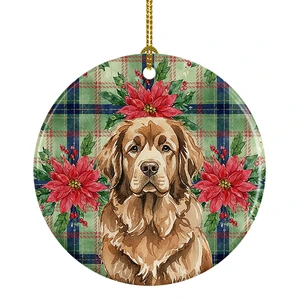Brown Newfoundland Christmas PoinsettIas Ceramic Ornament Christmas Tree Hanging Decorations for Home Christmas Holiday, Party, Gift, 3 in, Multicolor Brown Newfoundland Christmas PoinsettIas Ceramic Ornament Christmas Tree Hanging Decorations for Home Christmas Holiday, Party, Gift, 3 in, Multicolor