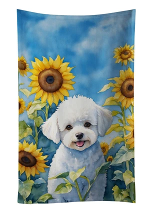 Bichon Frise in Sunflowers Kitchen Towel Dish Cloths Guest Hand Towel Decorative Bathroom Towel for Face,Tea, Dishcloth, Kitchen and Bath Bichon Frise in Sunflowers Kitchen Towel Dish Cloths Guest Hand Towel Decorative Bathroom Towel for Face,Tea, Dishcloth, Kitchen and Bath