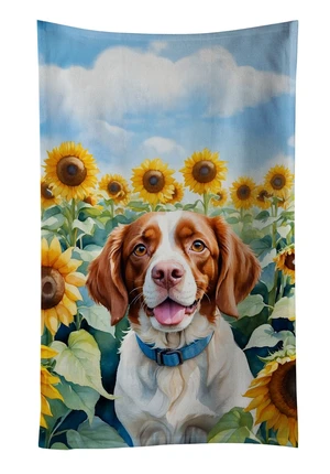 Brittany Spaniel in Sunflowers Kitchen Towel Dish Cloths Guest Hand Towel Decorative Bathroom Towel for Face,Tea, Dishcloth, Kitchen and Bath Brittany Spaniel in Sunflowers Kitchen Towel Dish Cloths Guest Hand Towel Decorative Bathroom Towel for Face,Tea, Dishcloth, Kitchen and Bath