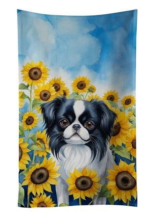 Japanese Chin in Sunflowers Kitchen Towel Dish Cloths Guest Hand Towel Decorative Bathroom Towel for Face,Tea, Dishcloth, Kitchen and Bath Japanese Chin in Sunflowers Kitchen Towel Dish Cloths Guest Hand Towel Decorative Bathroom Towel for Face,Tea, Dishcloth, Kitchen and Bath