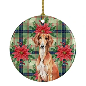 Red Saluki Christmas PoinsettIas Ceramic Ornament Christmas Tree Hanging Decorations for Home Christmas Holiday, Party, Gift, 3 in, Multicolor Red Saluki Christmas PoinsettIas Ceramic Ornament Christmas Tree Hanging Decorations for Home Christmas Holiday, Party, Gift, 3 in, Multicolor