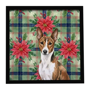 Brindle and White Basenji Christmas PoinsettIas Framed Metal Print Bathroom, Kitchen, Office, Home Decor Wall Art Ready to Hang, Square, 8X8 Brindle and White Basenji Christmas PoinsettIas Framed Metal Print Bathroom, Kitchen, Office, Home Decor Wall Art Ready to Hang, Square, 8X8