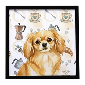 Gold Tibetan Spaniel Coffee Bar Framed Metal Print Bathroom, Kitchen, Office, Home Decor Wall Art Ready to Hang, Square, 8X8 Gold Tibetan Spaniel Coffee Bar Framed Metal Print Bathroom, Kitchen, Office, Home Decor Wall Art Ready to Hang, Square, 8X8