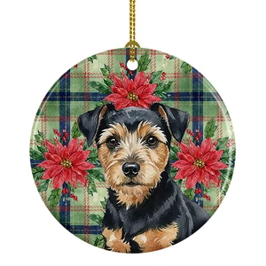 Black and Tan Norfolk Terrier Christmas PoinsettIas Ceramic Ornament Christmas Tree Hanging Decorations for Home Christmas Holiday, Party, Gift, 3 in, Multicolor Black and Tan Norfolk Terrier Christmas PoinsettIas Ceramic Ornament Christmas Tree Hanging Decorations for Home Christmas Holiday, Party, Gift, 3 in, Multicolor