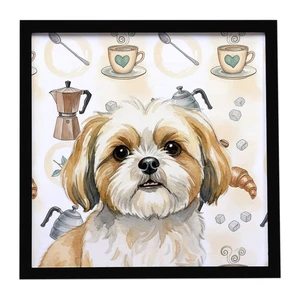 Gold and White Shih Tzu Coffee Bar Framed Metal Print Bathroom, Kitchen, Office, Home Decor Wall Art Ready to Hang, Square, 8X8 Gold and White Shih Tzu Coffee Bar Framed Metal Print Bathroom, Kitchen, Office, Home Decor Wall Art Ready to Hang, Square, 8X8