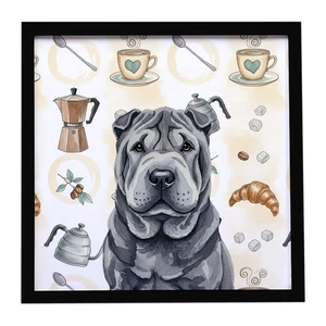 Black Shar Pei Coffee Bar Framed Metal Print Bathroom, Kitchen, Office, Home Decor Wall Art Ready to Hang, Square, 8X8 Black Shar Pei Coffee Bar Framed Metal Print Bathroom, Kitchen, Office, Home Decor Wall Art Ready to Hang, Square, 8X8