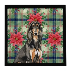 Black & Tan Afghan Hound Christmas PoinsettIas Framed Metal Print Bathroom, Kitchen, Office, Home Decor Wall Art Ready to Hang, Square, 8X8 Black & Tan Afghan Hound Christmas PoinsettIas Framed Metal Print Bathroom, Kitchen, Office, Home Decor Wall Art Ready to Hang, Square, 8X8