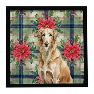 Wheaten Scottish Deerhound Christmas PoinsettIas Framed Metal Print Bathroom, Kitchen, Office, Home Decor Wall Art Ready to Hang, Square, 8X8 Wheaten Scottish Deerhound Christmas PoinsettIas Framed Metal Print Bathroom, Kitchen, Office, Home Decor Wall Art Ready to Hang, Square, 8X8