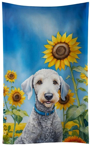 Bedlington Terrier in Sunflowers Kitchen Towel Dish Cloths Guest Hand Towel Decorative Bathroom Towel for Face,Tea, Dishcloth, Kitchen and Bath Bedlington Terrier in Sunflowers Kitchen Towel Dish Cloths Guest Hand Towel Decorative Bathroom Towel for Face,Tea, Dishcloth, Kitchen and Bath