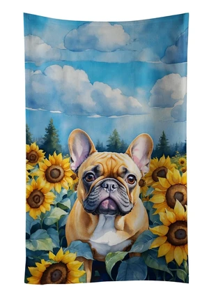French Bulldog in Sunflowers Kitchen Towel Dish Cloths Guest Hand Towel Decorative Bathroom Towel for Face,Tea, Dishcloth, Kitchen and Bath French Bulldog in Sunflowers Kitchen Towel Dish Cloths Guest Hand Towel Decorative Bathroom Towel for Face,Tea, Dishcloth, Kitchen and Bath