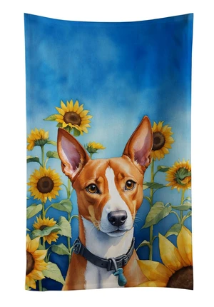 Basenji in Sunflowers Kitchen Towel Dish Cloths Guest Hand Towel Decorative Bathroom Towel for Face,Tea, Dishcloth, Kitchen and Bath Basenji in Sunflowers Kitchen Towel Dish Cloths Guest Hand Towel Decorative Bathroom Towel for Face,Tea, Dishcloth, Kitchen and Bath