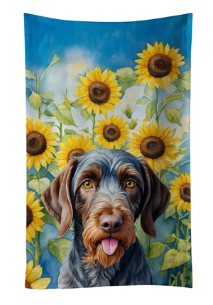 German Wirehaired Pointer in Sunflowers Kitchen Towel Dish Cloths Guest Hand Towel Decorative Bathroom Towel for Face,Tea, Dishcloth, Kitchen and Bath German Wirehaired Pointer in Sunflowers Kitchen Towel Dish Cloths Guest Hand Towel Decorative Bathroom Towel for Face,Tea, Dishcloth, Kitchen and Bath