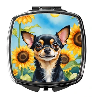 Chihuahua in Sunflowers Compact Mirror Decorative Travel Makeup Mirror for Women Girls Gifts Pocket Makeup Mirror Folding Handheld Chihuahua in Sunflowers Compact Mirror Decorative Travel Makeup Mirror for Women Girls Gifts Pocket Makeup Mirror Folding Handheld