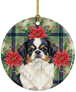 Tricolor Japanese Chin Christmas PoinsettIas Ceramic Ornament Christmas Tree Hanging Decorations for Home Christmas Holiday, Party, Gift, 3 in, Multicolor Tricolor Japanese Chin Christmas PoinsettIas Ceramic Ornament Christmas Tree Hanging Decorations for Home Christmas Holiday, Party, Gift, 3 in, Multicolor