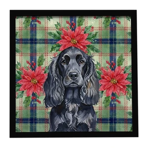 Black English Cocker Spaniel Christmas PoinsettIas Framed Metal Print Bathroom, Kitchen, Office, Home Decor Wall Art Ready to Hang, Square, 8X8 Black English Cocker Spaniel Christmas PoinsettIas Framed Metal Print Bathroom, Kitchen, Office, Home Decor Wall Art Ready to Hang, Square, 8X8