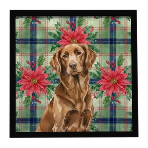 Liver Flat-Coated Retriever Christmas PoinsettIas Framed Metal Print Bathroom, Kitchen, Office, Home Decor Wall Art Ready to Hang, Square, 8X8 Liver Flat-Coated Retriever Christmas PoinsettIas Framed Metal Print Bathroom, Kitchen, Office, Home Decor Wall Art Ready to Hang, Square, 8X8