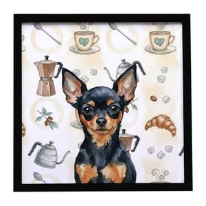 Black and Tan Russian Toy Coffee Bar Framed Metal Print Bathroom, Kitchen, Office, Home Decor Wall Art Ready to Hang, Square, 8X8 Black and Tan Russian Toy Coffee Bar Framed Metal Print Bathroom, Kitchen, Office, Home Decor Wall Art Ready to Hang, Square, 8X8