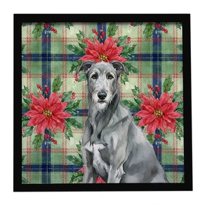 Gray Irish Wolfhound Christmas PoinsettIas Framed Metal Print Bathroom, Kitchen, Office, Home Decor Wall Art Ready to Hang, Square, 8X8 Gray Irish Wolfhound Christmas PoinsettIas Framed Metal Print Bathroom, Kitchen, Office, Home Decor Wall Art Ready to Hang, Square, 8X8
